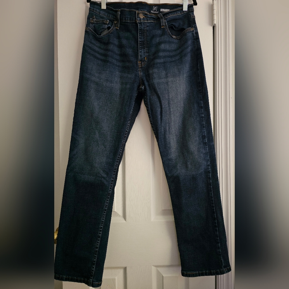 George Men's Dark Blue Straight Jeans Sz 34×30